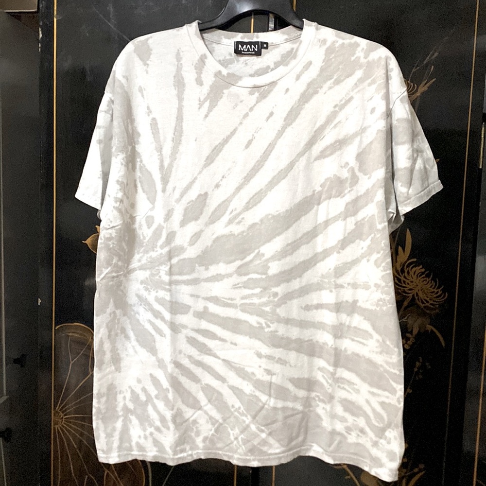 BOOHOOMAN tie dye white shirt with cherry blossoms